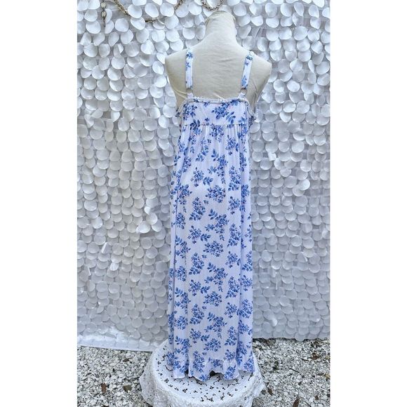 Eileen West Large Blue Floral KNIT Sleeveless Nightgown MAXI Modal NWOT - Picture 2 of 10